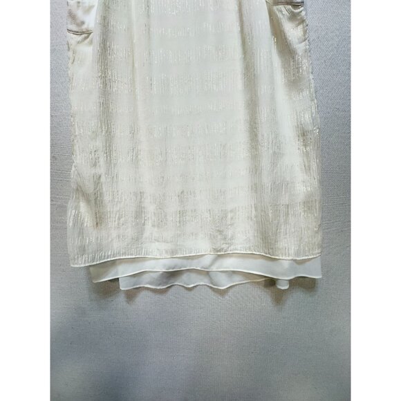 White House Black Market Women's Silk Halter Neck Blouse Size 6 Cream Sleeveless - Picture 6 of 10